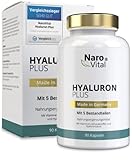 Hyaluronsäure Kapseln hochdosiert - 500 mg Hyaluron pro veganer Kapsel - 500-700 kDa - 90 Kapseln (3 Monate) - Für Anti-Aging, Haut & Gelenke
