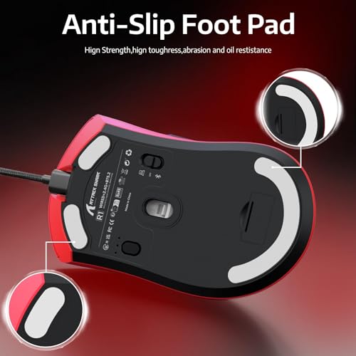 ATTACK SHARK Mouse para jogos sem fio R1, conexão de três modos (2,4G/com fio/BT5.2), 55 g leve, sen