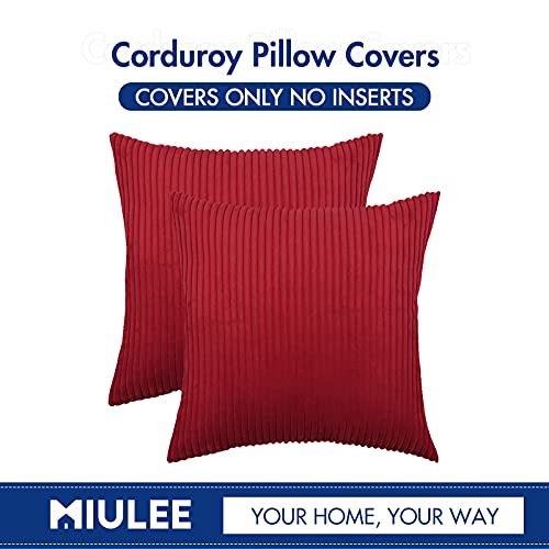Miulee Pack Of 2 Corduroy Soft Soild Decorative Square Throw Pillow Covers Set Cushion Cases Pillowcases For Sofa Bedroom Car 18 X 18 Inch 45 X 45 Cm Christmas Red #TOP5