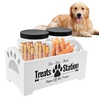 Barattolo Porta Dolcetti Per Cani E Gatti - Contenitore Legno Con 2 Vasetti, Organizzato E Elegante - Foto 2