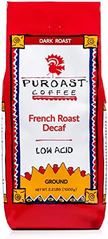 Puroast Low Acid Ground Coffee, Bold Decaf French Roast, High Antioxidant, 2.5 Pound Bag