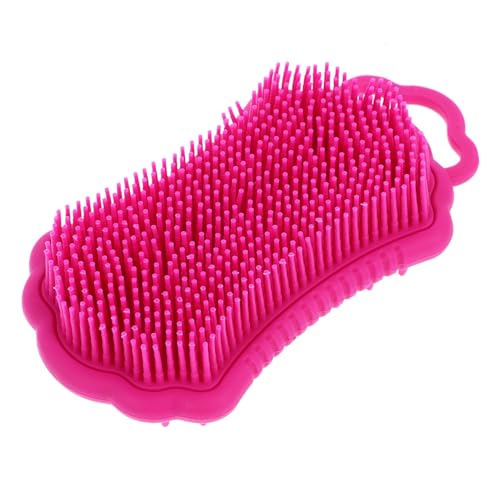 MOTHNUR Cepillo Masajeador de Silicona para Champú y Ducha Exfoliante Suave para Cabelludo y Cuerpo Resistente y Ergonómico para Uso Seco y Mojado Color Rosa