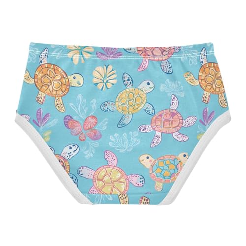 Wusikd Turtles Flowers Girls' Underwear Cotton Colorful Sea Girls Briefs Soft Toddler Underwear 2T2