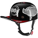 Yesmotor Baseball Style Cap Retro Motorcycle Helmet Unisex-Adult - DOT Approved (Light Black 1986, X-Large)