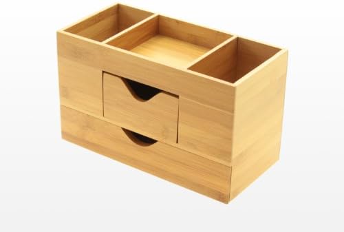 Woodquail Desk Organiser Tidy, Stationery Box, Made of Natural Bamboo