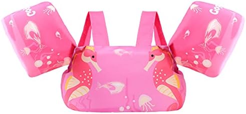Toddler Swimming Float Vest, Arm Bands Kids Swim Vest with Shoulder Harness Baby Floats Swimming Training Jacket for 2-6 Years Old Boys Girls, 30-50lbs (14-23kg)