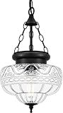 Vintage Pendant Light, Matte Black Pendant Lights Kitchen Island with Unique Thickened Glass, Hanging Lighting Fixtures with Adjustable Chain, Chandelier for Kitchen, Island, Dining Room, Entryway