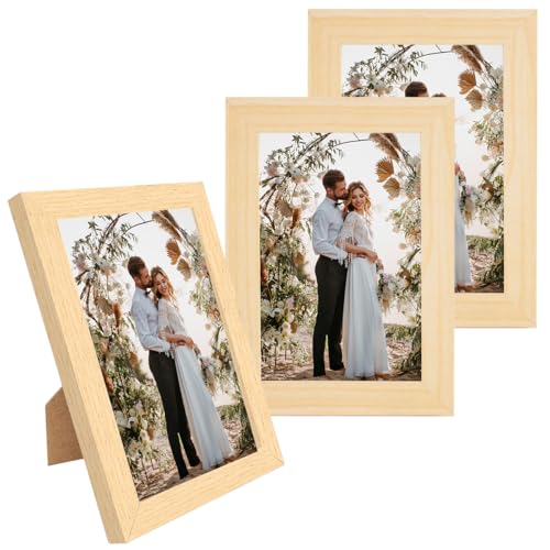 3 Piezas Marcos De Fotos 10x15, Cornice Foto Pequeños, Cornice 10x15, Cornice Legno con Soporte, Marco Fotos Elegante Y Fino, Marco De Fotos, Para Pared o en la Mesa, Fotos, Cuadros Y Recuerdos