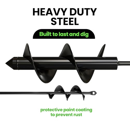 K-Brands Auger Drill Bit for Planting – 1.6 x 9 Inch & 3 x 9 Inch Set - Garden Spiral Hole Drill and Bulb Planter Tool - Bedding Plants, Umbrella Holes - 3/8 Inch Hex Drive Drill by K-Brands - Image 4