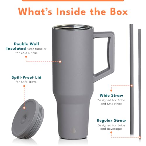 Image of Elemental Spill Proof 40oz Insulated Tumbler with Handle & Straw Travel Mug