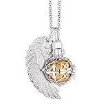 Flügelgröße 29 mm Engelsrufer-Set Damen Erbskette mit klassischer goldener Klangkugel und Engelsflügel-Anhänger 925er-Sterlingsilber rhodiniert M Länge 50 cm