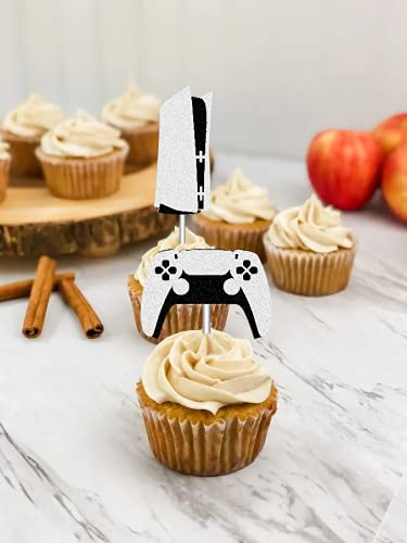 Video Game Controllers Cupcake Toppers For Game Themed Party Decor, Ps5 Gamepad Cupcake Toppers For Boy Men Birthday Party Decoration Or Baby Shower, 24Pcs #TOP4