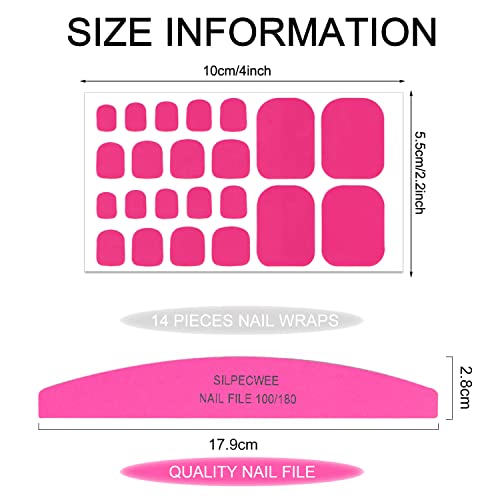 Silpecwee Toe Nail Stickers Full Nail Wraps Red Solid Color Toenail Polish Strips For Women Self Adhesive Toe Stickers Polish Gel Toenails Stickers With 1Pc Nail File (20 Sheets) #TOP2