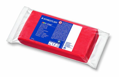 STAEDTLER Noris, plastilina modellabile, panetto grande rettangolare da 1 chilo, colore rosso, ideale per la scuola, 8421-2