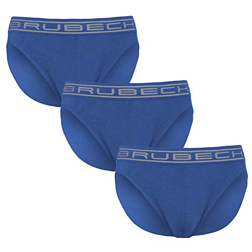 Preisvergleich Produktbild BRUBECK 3er Pack Herren Classic Slips / Atmungsaktiv / Seamless / Funktionsunterwäsche / Briefs / Funktionswäsche / Baumwolle / 80% Baumwolle / BE00290A, Größe:L, Farbe:Indigo Blue