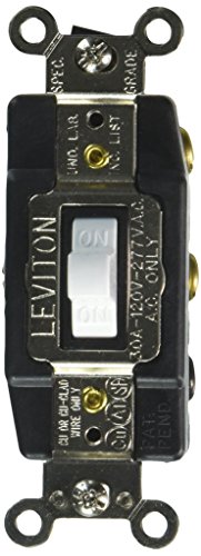Leviton 30-Amp 120-Volt Toggle Double-Pole AC Quiet Switch, 1288-W, White