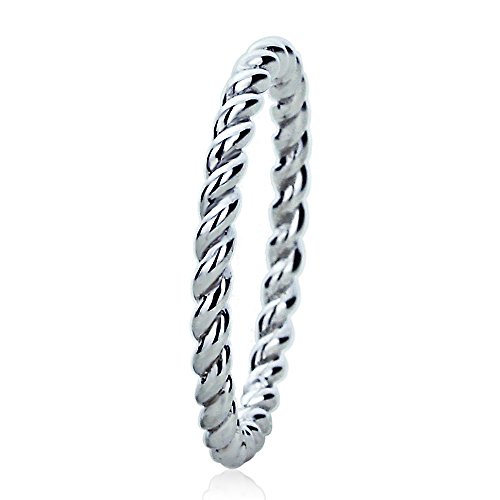 Sterling Silver 2mm Braided Rope Style Wedding Band (Size 4 to 10)