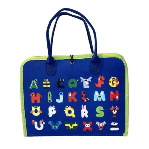 Image of Busy Binder & Busy Book for Toddlers Toys - Montessori ABCD Toys Travel Essentials Made of Soft Felted Wool for 1-4 Year Old Boys Educational Games - Preschool Learning (Blue Play Book)