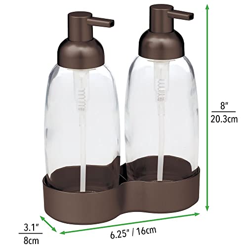 Mdesign Double Liquid Hand Soap Dispenser Pump Bottle With Removable Base For Kitchen, Bathroom; Used For Hand Lotion & Essential Oils - Clear/Bronze #TOP4