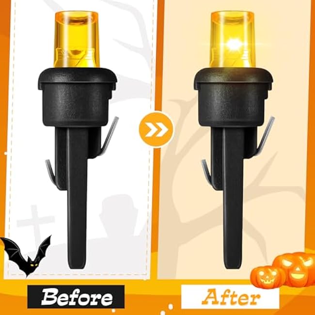 Honoson 120 Count 5 mm LED Halloween Replacement Bulbs Bulk Wide Angle Christmas Light Xmas Tree String Replacement Festival Light Decoration (Black Base with Orange Colors Bulb)