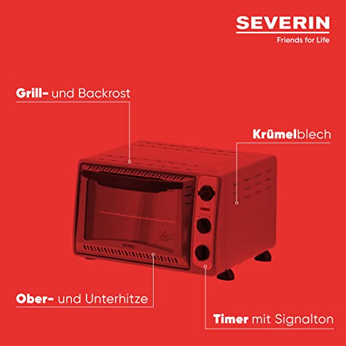 Severin TO 2045 Mobiele oven voor pizza, ovenschotels, cake, broodjes etc., broodroosteroven met 1500 W en temperaturen van 100 tot 230 °C, zilver - Image 5