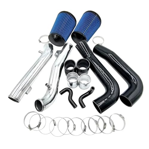 Intake Pipe Kit For 350Z 370Z G35 G37 Q50 With Silicone Hose Side Breather Hose Set 2.5" Polish Silver Color Cold Air Intake Kit Car Induction Pipe（Silver)
