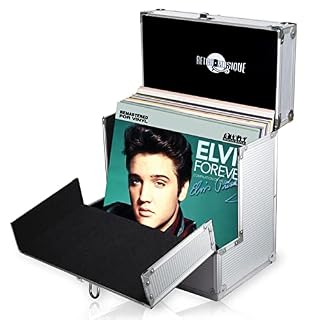 Retro Musique Boîtier de Rangement pour disques vinyles 12″ en Aluminium avec Rabat Frontal Pliable pour Un Meilleur accès à Vos vinyles ,pouvant contenir jusqu’à 40 vinyles (Argent) - Les Beatles, Paul McCartney, John Lennon, RIngo Starr, George Harrison