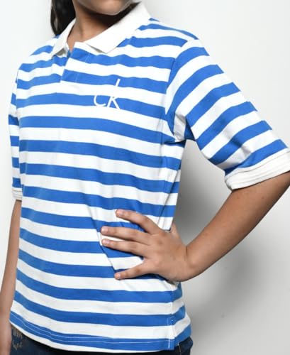 Image of ANGEL'S CLOTH HOUSE Women's Striped Collar Half Sleeve Cotton T-Shirt Foe Women