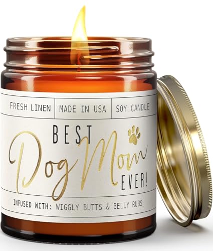 Dog Mom Gifts for Women, Dog Lovers Gifts for Women - 'Best Dog Mom Ever' Soy Candle, w/Vanilla, Coconut & Citrus I Gifts for Dog Lovers I Dog Gifts for Women I Reusable Jar, 50Hr Burn,Made in USA