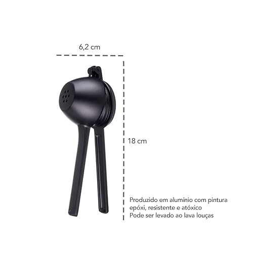 Espremedor de Limao e Laranja Plus Aluminio Sem Soldas Preto