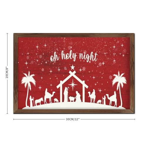 Panneau bois Oh Holy Night cadre mural décoration Jésus crèche