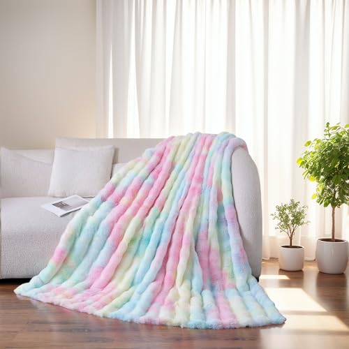 GKXLH Soft Fluffy Blanket, Fuzzy Throw Blanket for Couch Plush Rabbit Faux Fur Blanket - Image 4