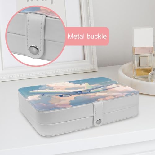 Boîte à bijoux compacte motif avion pour bagues et colliers