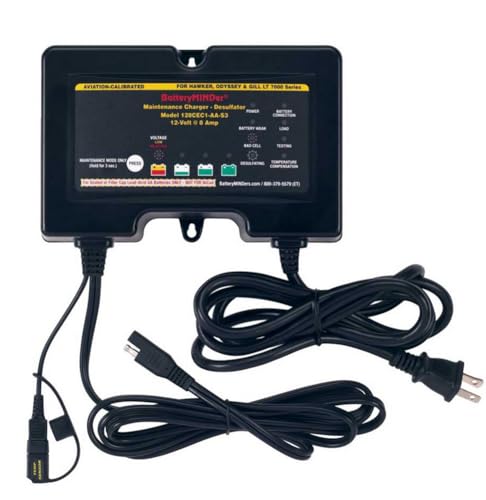 BatteryMINDer 128CEC2-AAS3: 12 Volt-8 Amp Aviation Calibrated for Hawker, Odyssey Series Aviation Battery Charger, Battery Maintainer, and Battery Desulfator