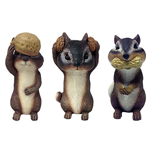 Design House 334581 See, Hear, Speak No Evil Chipmunks, Set Of 3 Indoor/Outdoor Polyresin Statues #TOP8