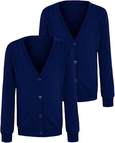 Integriti Schoolwear 2PK Kids Girls School Uniform Sweatshirt Cardigan 3-13Y Royal Navy Red Green