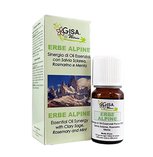 Gisa Wellness - ERBE ALPINE - Sinergia Avvolgente con Agrumi ed Oli Essenziali - [10ml] - 100% Puri e Naturali di Salvia Sclarea, Rosmarino e Menta Spica - Per Aromaterapia - Made in Italy