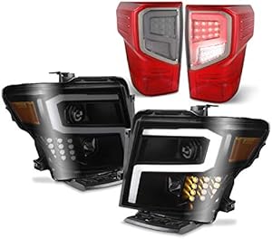 AKKON - For 2016-2021 Nissan Titan LED Switchback Headlights + Light Tube Tail Lights Assembly Set