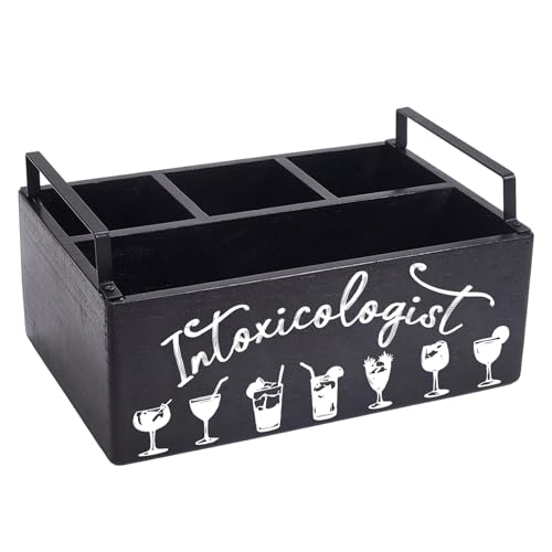 CREATCABIN Organizzatore per Stazione del caffè in Legno per Accessori da Bar con Maniglia in Stile Rustico con Porta Cialde K-Cup Contenitore per Bar da Banco per Amanti del caffè da 28.7x11cm