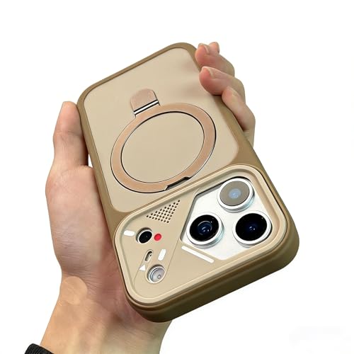 HUHUCASE iPhone 17 Pro Max�P�[�X�A�V�����N���G�C�e�B�u�}�O�l�b�g�X�^���h�������ɗD����������ی�P�[�X(iPhone17 Promax�A�f�U�[�g�S�[���h)