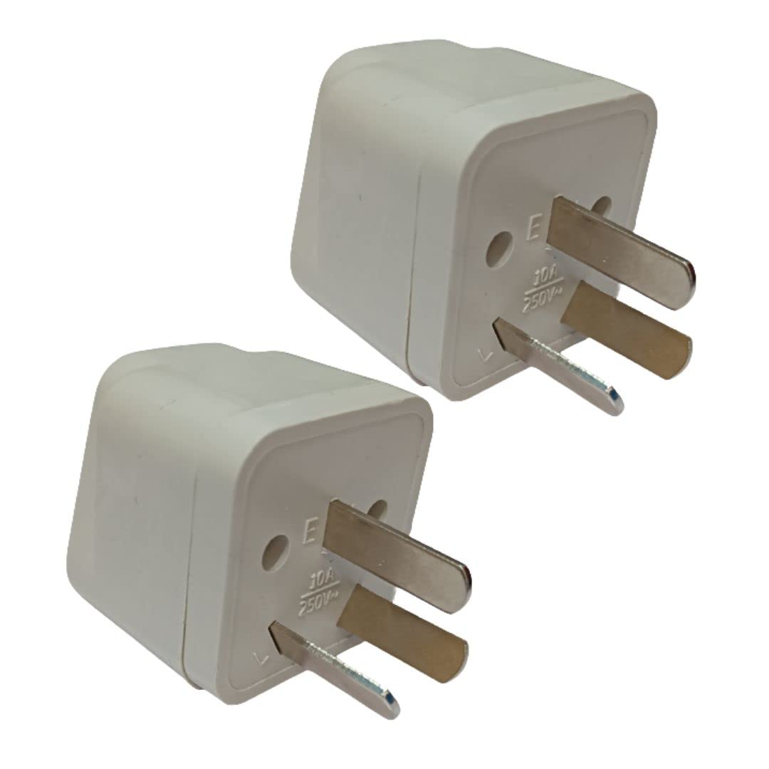 WOWSOME (Set of 2) 10A, Type-I 3 Pin Universal Conversion Plug for Indian Pins to Australia, New Zealand and China Travel Adapter (Grey)