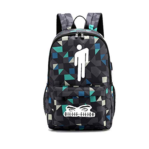 NBJDS Mochilas Billie Eilish Mochila con impresión Digital 3D Mochila con Espacio Espacioso Mochila Adecuada para mochileros de niños y niñas