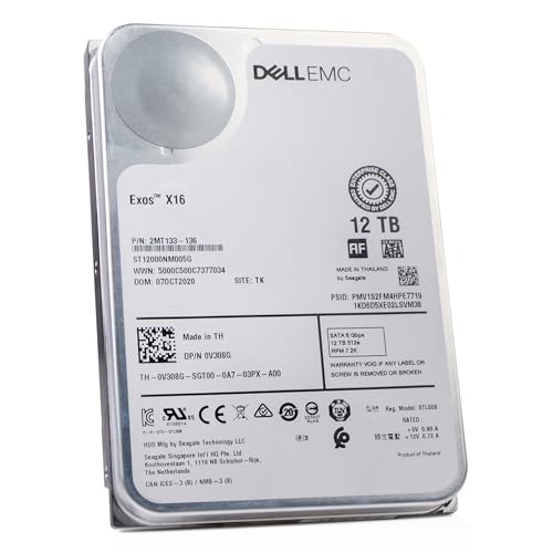 Image of Dell /Seagate Exos X16 12TB ST12000NM005G 7.2K RPM SATA 6Gb /s 512e 3.5 inch Enterprise Hard Drive (Renewed)