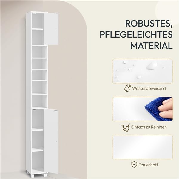 Yaheetech Badezimmerschrank, Badschrank, hoch, schmaler Aufbewahrungsschran