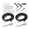 Uvital Phone Handset Cord Detangler for Desk Phone, RJ9 2Pack 10FT Landline Telephone Cord(Coiled Length: 1.2FT) and 2 Pack Anti-Tangle Telephone Wire Untangler, 360° Rotating Swivel, Black