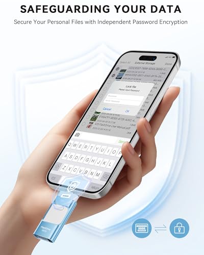 MFi Certified 256GB iPhone Flash Drive, Photo Stick Memory Stick for iPhone iPad, USB Thumb Drive for Photos Videos Transfer & Backup, External Storage Compatible for iPhone/Android/PC/Mac (Blue)