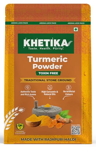 Image of Khetika Stone Ground Turmeric Powder 100g, Single Origin, With Natural Oils, High Curcumin, Toxin Free, Clean Label, Reusable Pouch