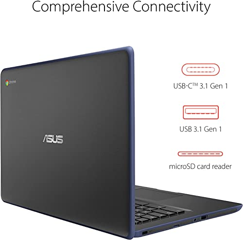 Asus Newest 14" Rugged & Spill Resistant Chromebook, Education Edition, Military Std 810G, Intel N3350, 4Gb Ram, 160G Space(32G Emmc+128G Card), Wifi, Bluetooth, Webcam, Darkblue, Chrome Os, Jvq Mp #TOP4