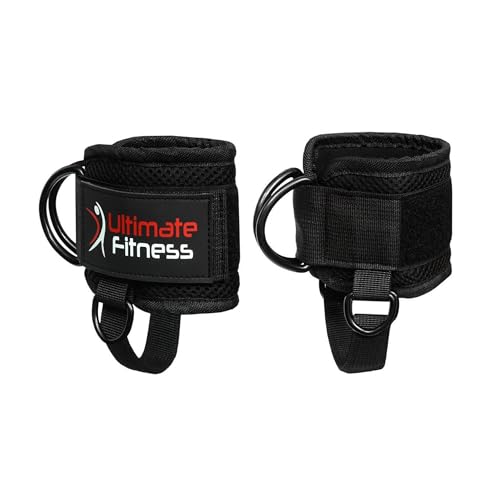 Ultimate Ankle Strap for Cable Machines - Neoprene Padded Ankle Wrist Cuffs D-Ring Glute Kickback Booty Workouts, Leg Extension & Hip Abductors (Pair)