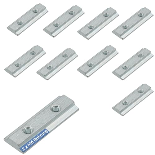 NTG 10 x Slot Groove for Airline Rail Galvanised Steel M6 Load Securing Fitting 2xM6, Silver